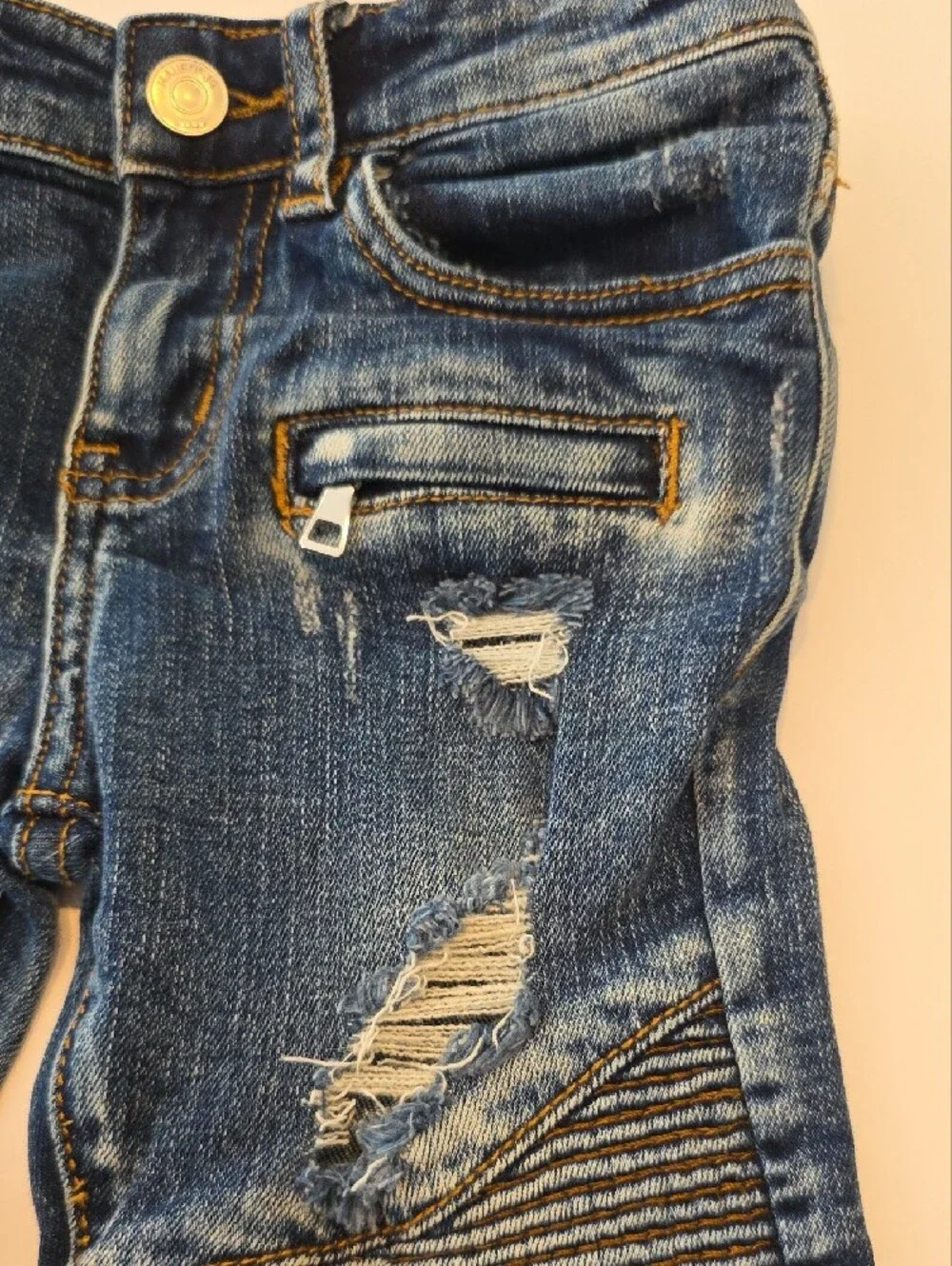 Haus of JR Size 5 Boy Blue Distressed Biker Moto Skinny Denim Jeans Distressed